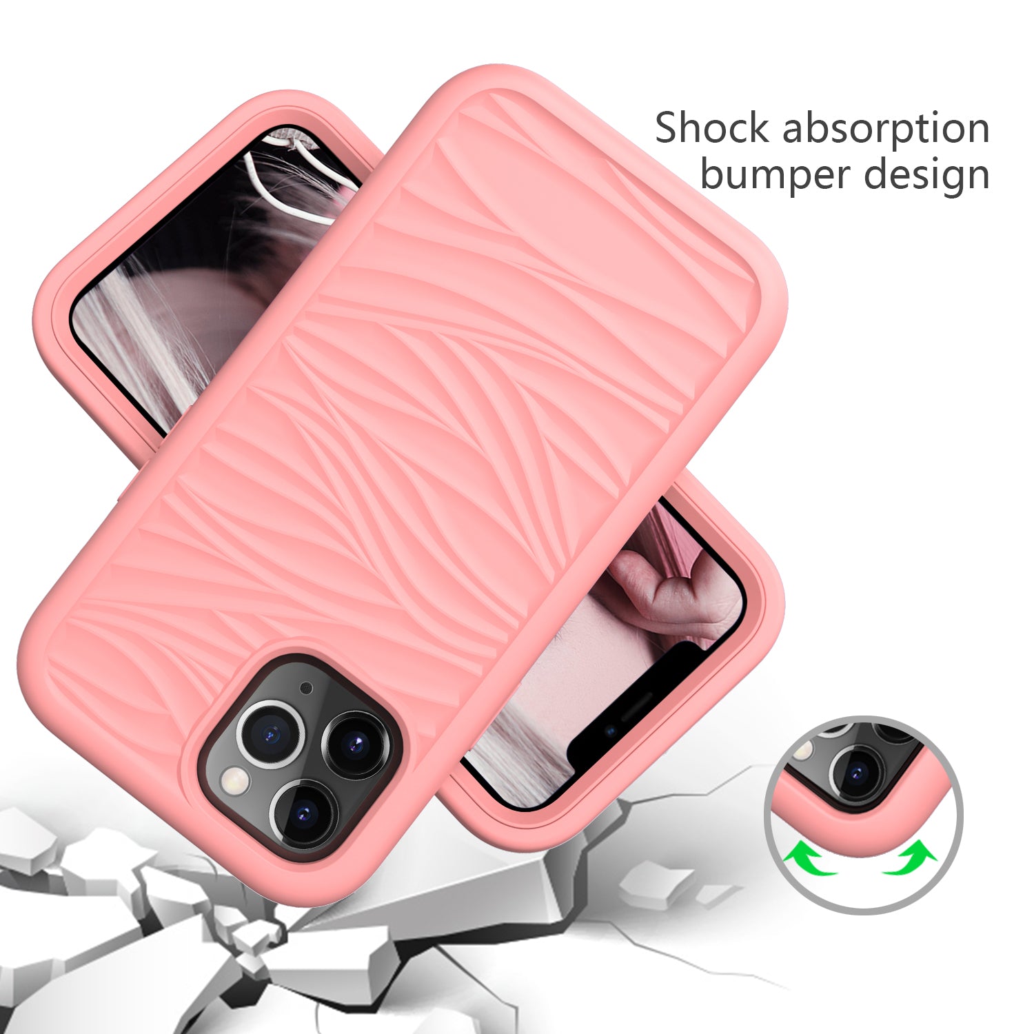 Telefoncover til iPhone 13 Pro Max 6,7 tommer aftageligt 2-i-1 PC+Silicone Anti-Slip Wave Texture Cover Telefoncover til iPhone 13 Pro Max 6,7 tommer aftageligt 2-i-1 PC+Silicone Anti-Slip Wave Texture Cover